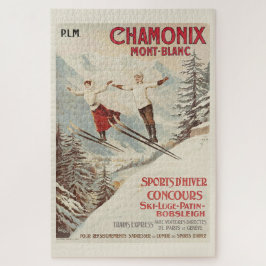Chamonix Mont Blanc Vintages französisches Skipost Puzzle