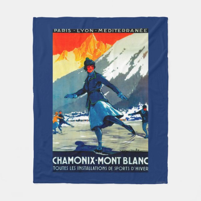 Chamonix-Mont Blanc Vintages PosterEurope Fleecedecke (Vorderseite)