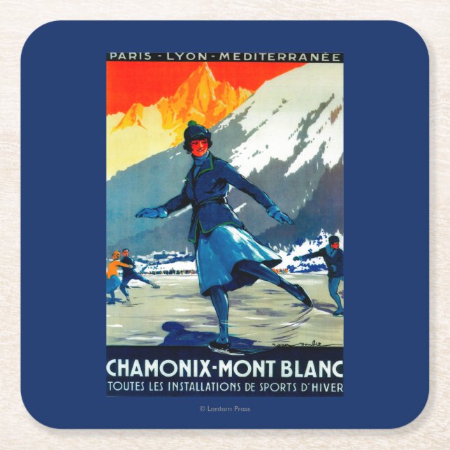 Chamonix-Mont Blanc Vintages PosterEurope Rechteckiger Pappuntersetzer (Vorderseite)