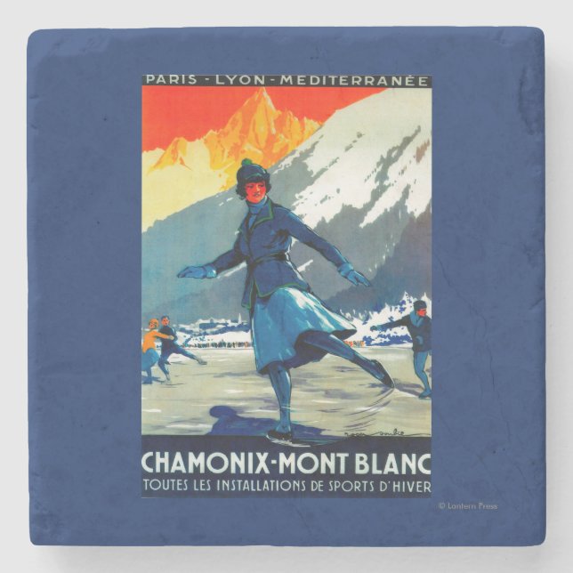 Chamonix-Mont Blanc Vintages PosterEurope Steinuntersetzer (Vorderseite)