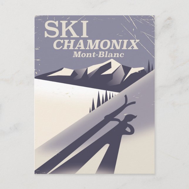 Chamonix-Mont-Blanc Vintages Skiposter Postkarte (Vorderseite)