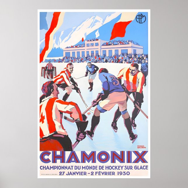 Chamonix-Reiseposter Eishockey-Kunst Roger Poster (Vorne)