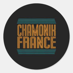 Chamonix Retro Französische Alpen Alpinski Frankre Runder Aufkleber
