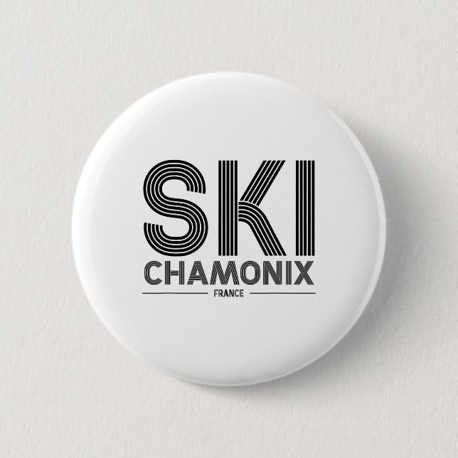 Chamonix Ski Resort Frankreich Alpen Französischer Button (Vorderseite)