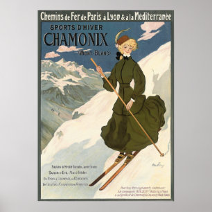 Chamonix Vintages französisches Skiposter Poster