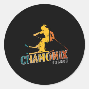 Chamonix Vintages Skigebiet Frankreich Skigebiet F Runder Aufkleber