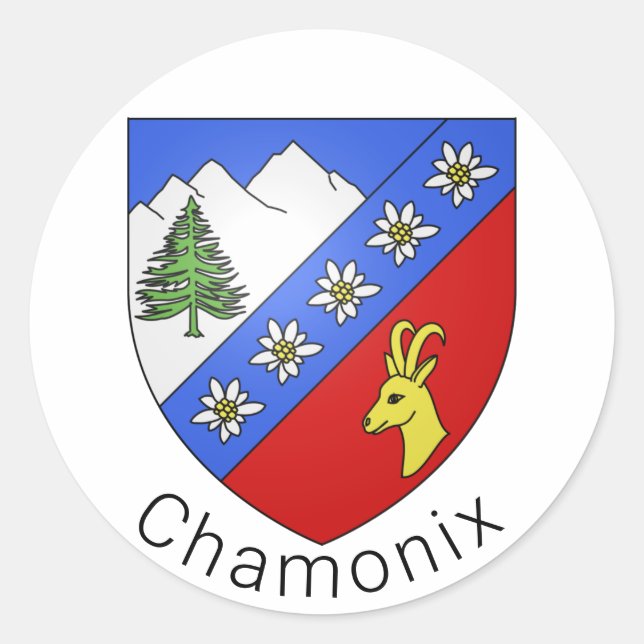 Chamonix-Wappen Runder Aufkleber (Vorderseite)