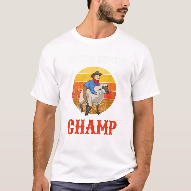 Champ Buster Sheep Riding Mutton Busting T Shirt (Vorderseite)