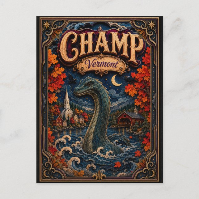 Champ Vermont Popcut Legenden Postkarte (Vorderseite)