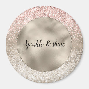Champage Gold Pink White Glitzy Glitzer Magnet