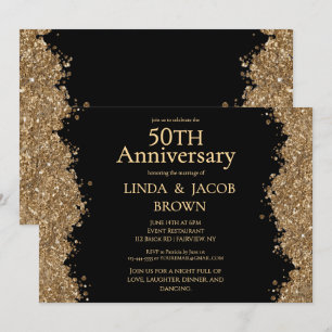 Champagne 50 Hochzeitstag Faux Gold Glitter Einladung