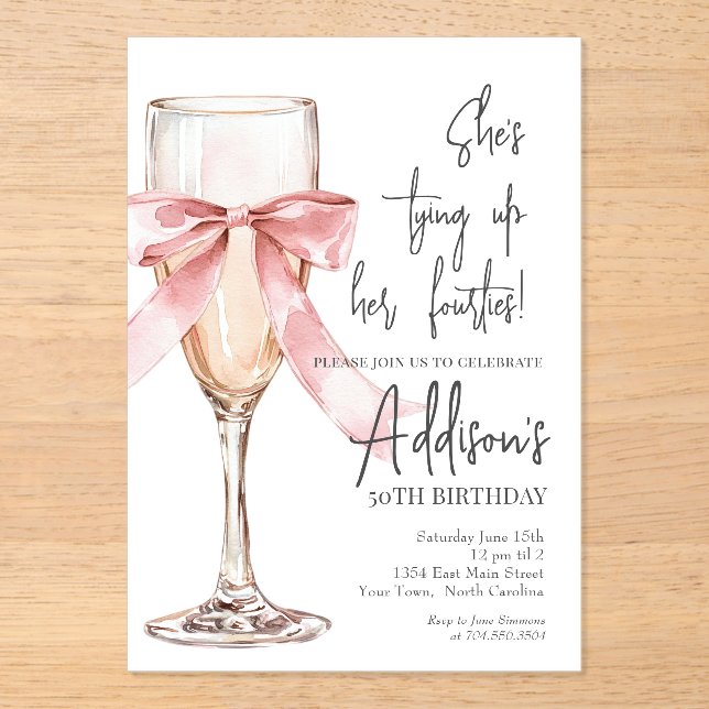 Champagne 50th Birthday Party Invitation Acryleinladungen (Vorderseite)