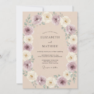 Champagne Amethyst Gemalte Hochzeit Einladung