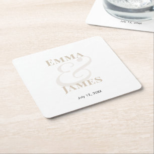 Champagne-Ampersand-Hochzeit    Rechteckiger Pappuntersetzer