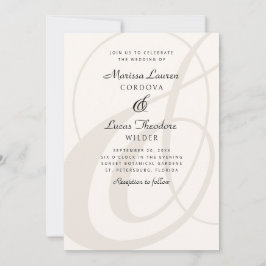 Champagne Ampersand Script Calligrafy Wedding Einladung