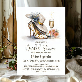 Champagne and Gold Polka Dot High Heel Shoes Einladung
