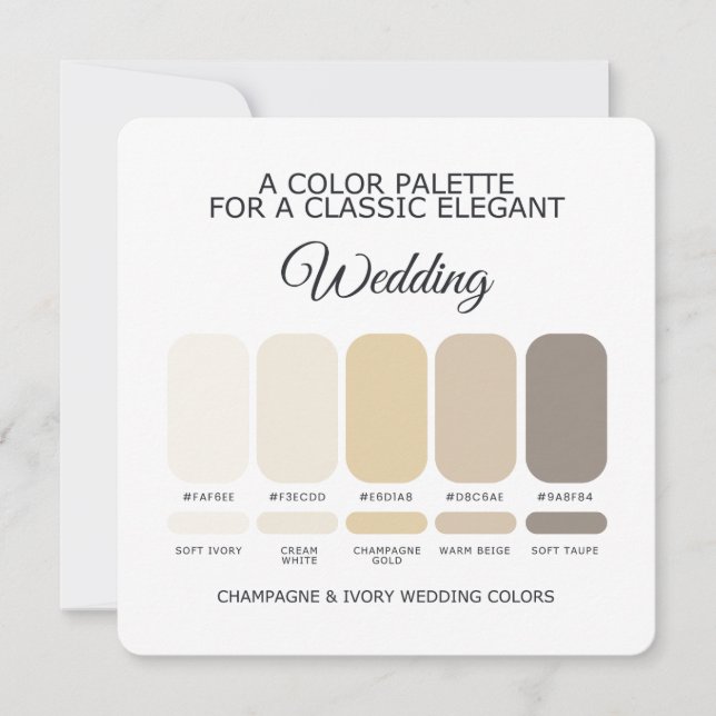 Champagne and Ivory Wedding Color Palette Card Einladung (Vorderseite)