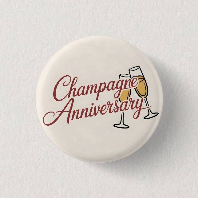 Champagne Anniversary Celebration Script Graphic Button (Vorderseite)