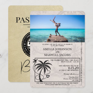 Champagne Bahamas Reisepass Hochzeitseinladung Einladung