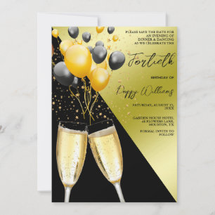 Champagne & Balloons 40. Geburtstag Save The Date