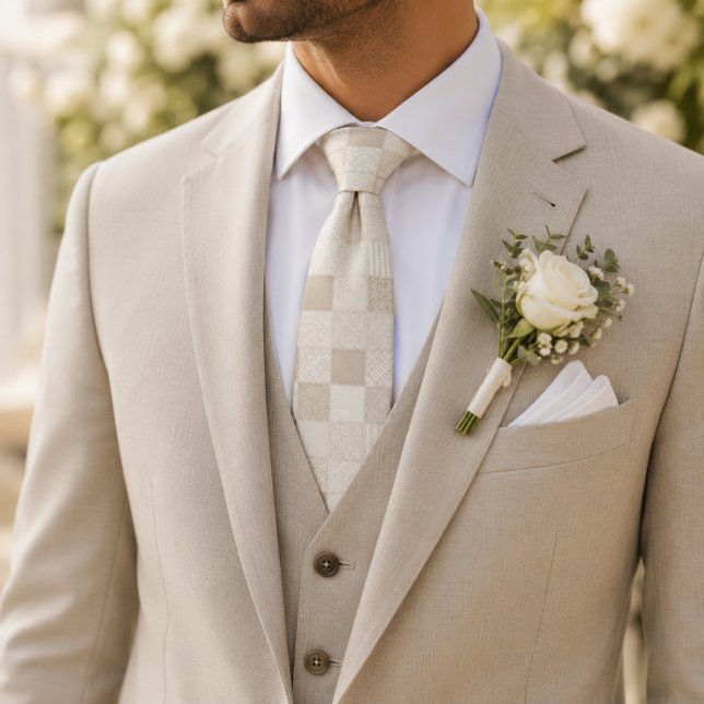 Champagne Beige Patchwork Krawatte (Von Creator hochgeladen)