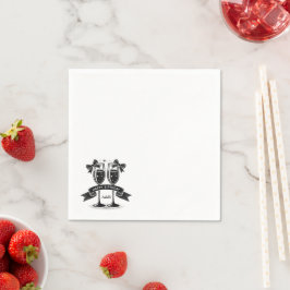 Champagne Birthday Bow Initials Serviette