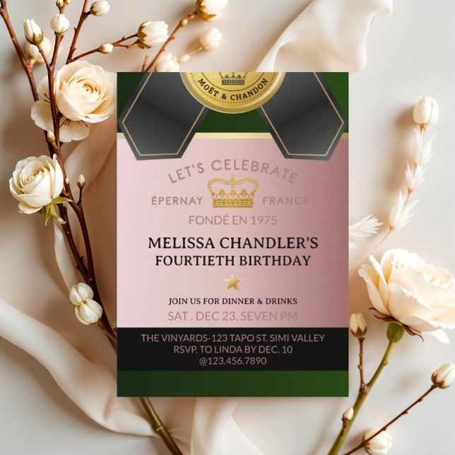 Champagne Birthday, Sip Sip Hooray, Surprise Einladung (Von Creator hochgeladen)