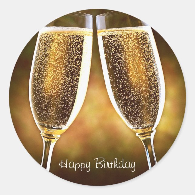 Champagne Birthday Sticker (Vorderseite)