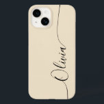 Champagne Black Elegant Calligrafy Script Name Case-Mate iPhone 14 Hülle<br><div class="desc">Champagne Black Elegant Kalligrafie Script Custom Personalisiert Name iPhone 14 Smart Phone Cases bietet ein modernes und trendige,  einfache und stilvolle Design mit Ihrem personalisierten Namen in eleganter handgeschriebener Kalligraphie Skript Typografie auf einem Champagner Hintergrund. Entworfen von ©Evco Studio www.zazzle.com/store/evcostudio</div>
