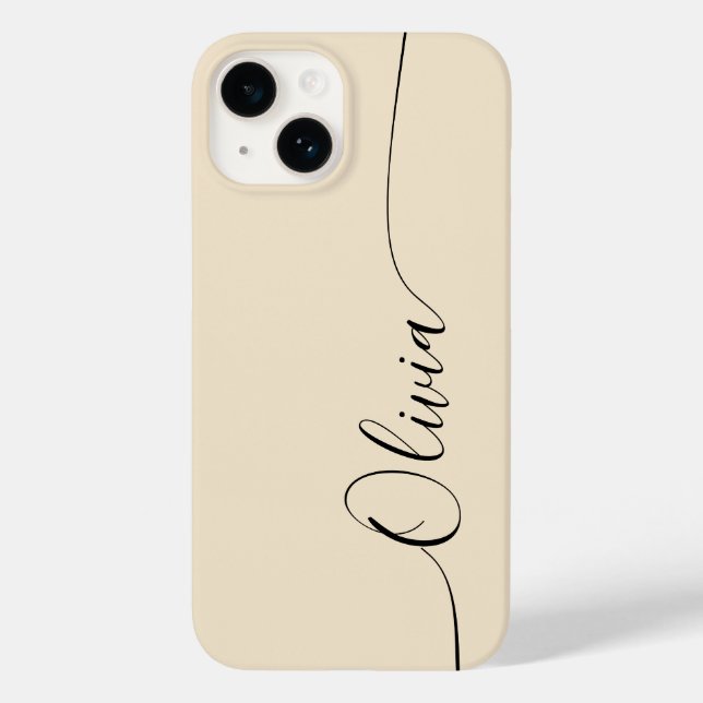 Champagne Black Elegant Calligrafy Script Name Case-Mate iPhone Hülle (Rückseite)