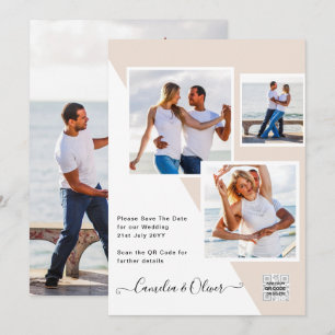 Champagne Blush PHOTO Hochzeitseinladung QR Code Einladung