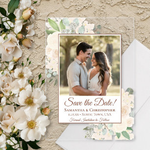 Champagne-Blush-Rosen Hochzeit Termin Foto Acryleinladungen