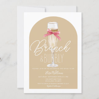 Champagne Boho Arch Brunch & Bubbly Brautparty Einladung