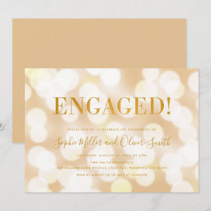 Champagne Bokeh Lights Imitats Gold Engagement Par Einladung