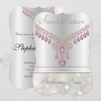 Champagne Bokeh Pink Sapphire 16 . Geburtstag Einladung