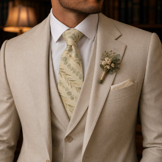 Champagne Botanical Streifen Luxus-Hochzeit Krawatte