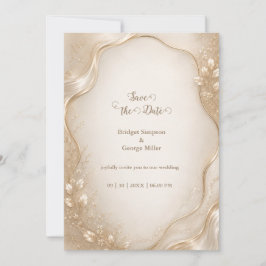 Champagne Botanische metallische Welle Hochzeit Einladung