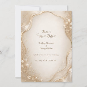 Champagne Botanische metallische Welle Hochzeit Einladung