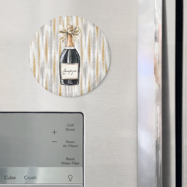 Champagne Bottle Happy New Year's Eve Silver Gold Magnet (In Situ (Kühlschrank))