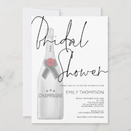 Champagne Bottle Stilvolles Script-Brautparty Einladung