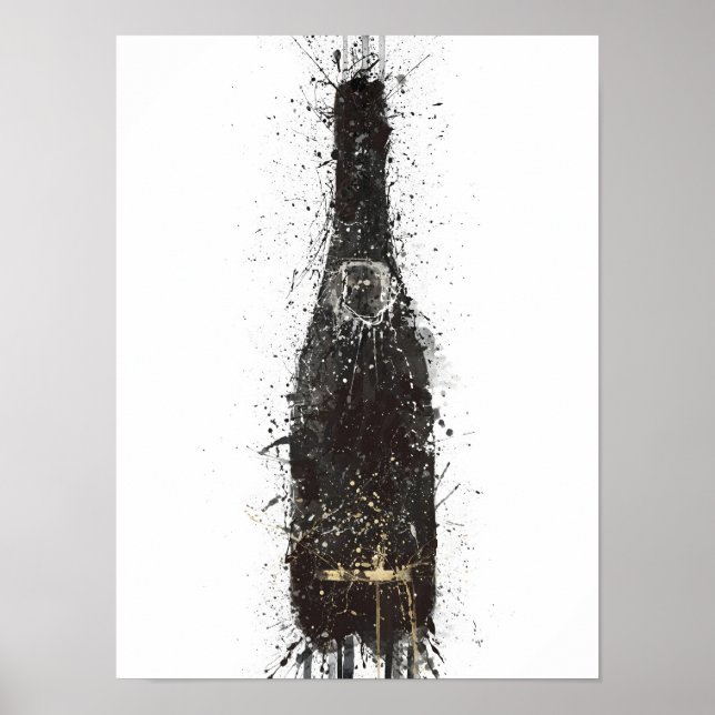 Champagne Bottle Wall Art Print 'Black Fizz' Poster (Vorne)