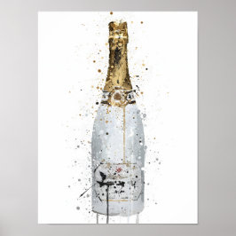 Champagne Bottle Wall Art Print 'Blanc' Poster