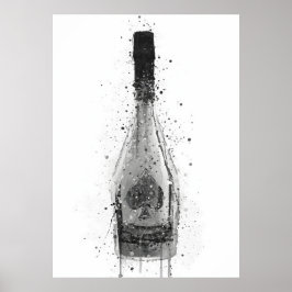 Champagne Bottle Wall Art Print 'Titanium' Poster