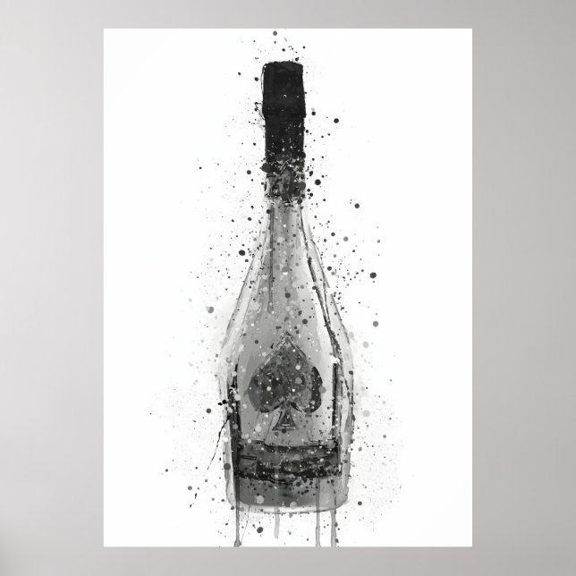 Champagne Bottle Wall Art Print 'Titanium' Poster (Vorne)