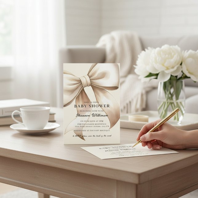 Champagne Bow Baby Shower QR code Invite Einladung (Von Creator hochgeladen)