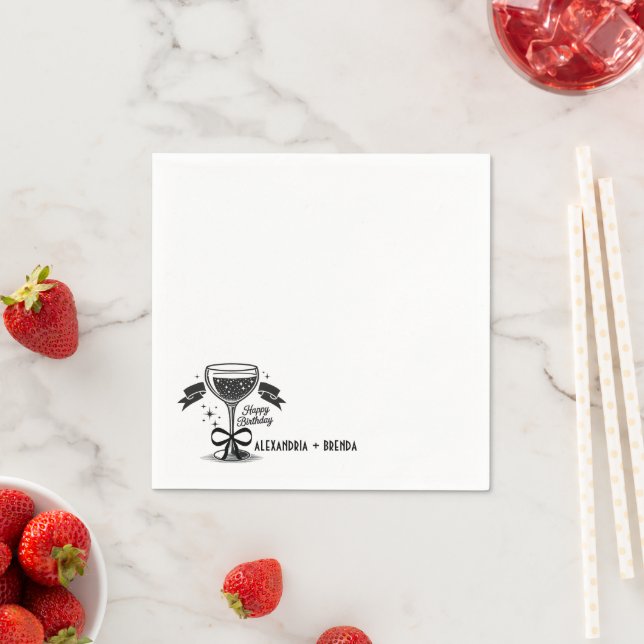 Champagne Bow Birthday Serviette (Beispiel)