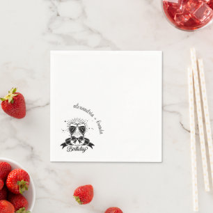 Champagne Bow Birthday Serviette