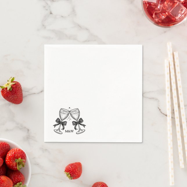 Champagne Bow Initials Serviette (Beispiel)