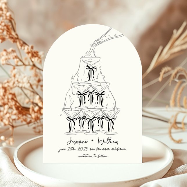 Champagne Bow Tower Save the Date Wedding Einladung (Von Creator hochgeladen)