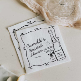 Champagne Brautparty Hand Drawn Serviette